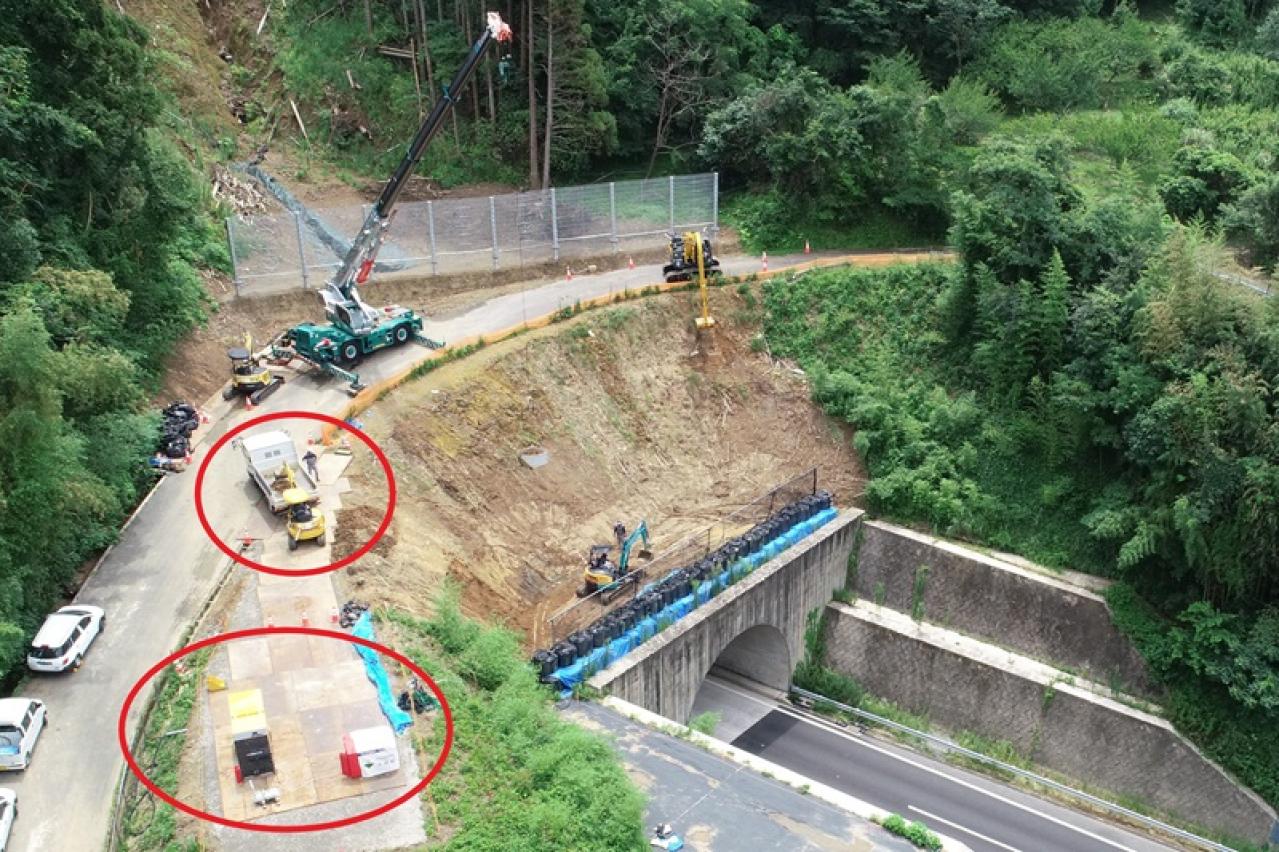 大林組、高速道路のり面補修工事で水素活用に関する実証実験をコマツの協力のもと実施